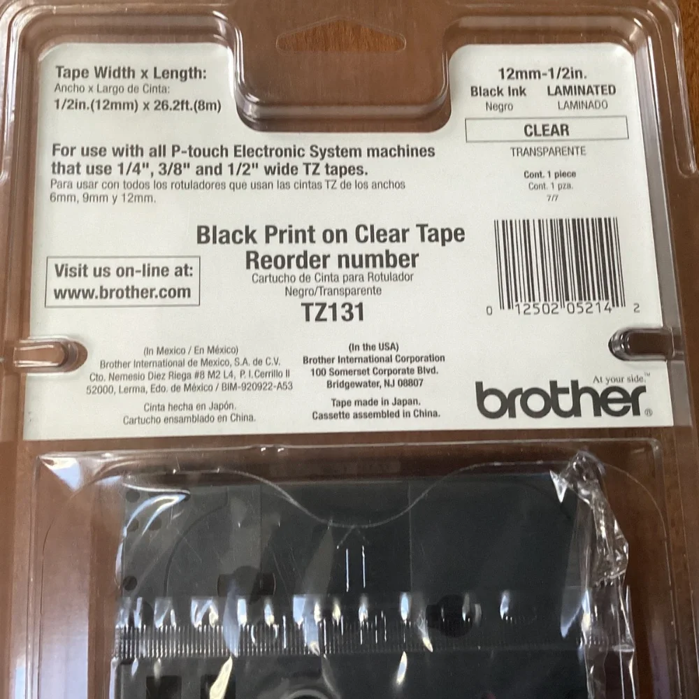 Brother TZ-121 P-touch Electronic Labeling System Tape 1/2” width (12mm)